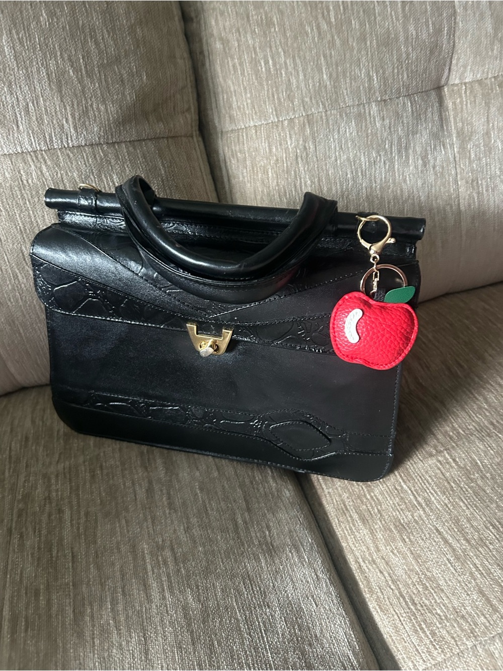 APPLE Bag Charm Red Puffy Keychain